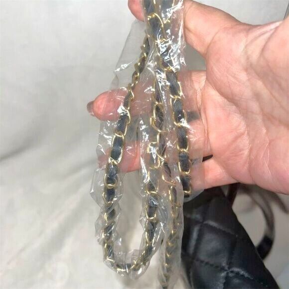 Badgley Mischka Black Diamond Quilted Crossbody Bag with Chain Strap - Picture 9 of 11